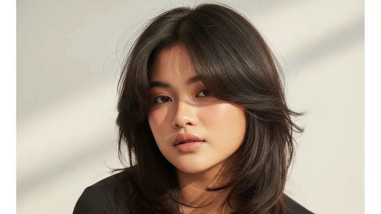 Model Rambut Segi Panjang untuk Wajah Bulat