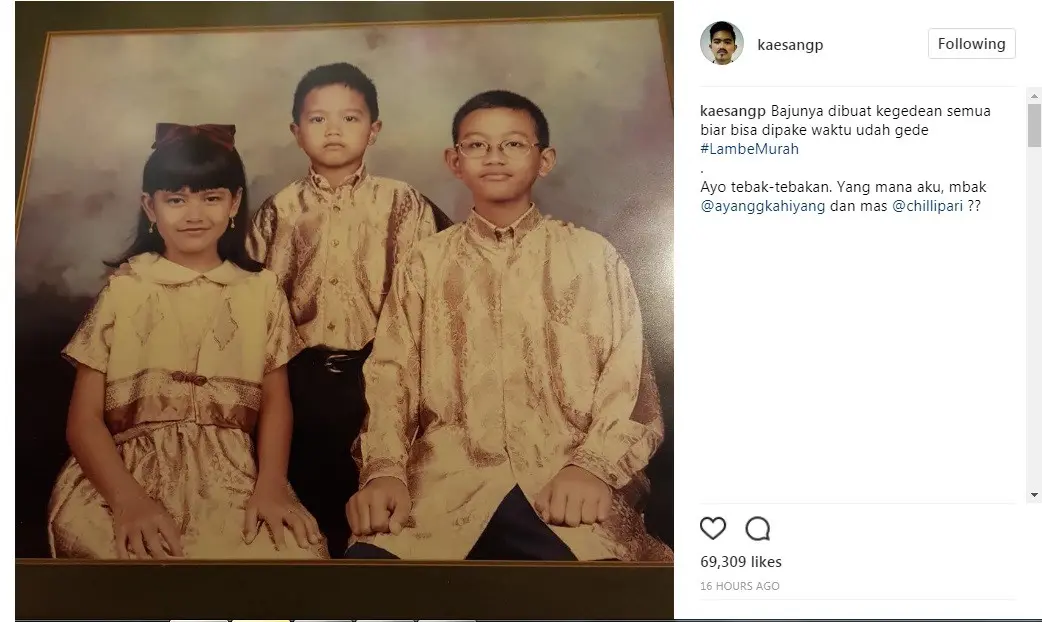 Kaesang Pangarep perlihatkan foto masa kecilnya (Foto: Instagram)