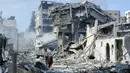 Jumlah tersebut belum termasuk dengan klaim Militer Israel yang mengatakan telah menemukan sekitar 1.500 jasad pasukan Hamas di wilayah Israel. Angka itu belum terkonfirmasi langsung dari pihak Hamas. (AP Photo/Hassan Eslaiah)
