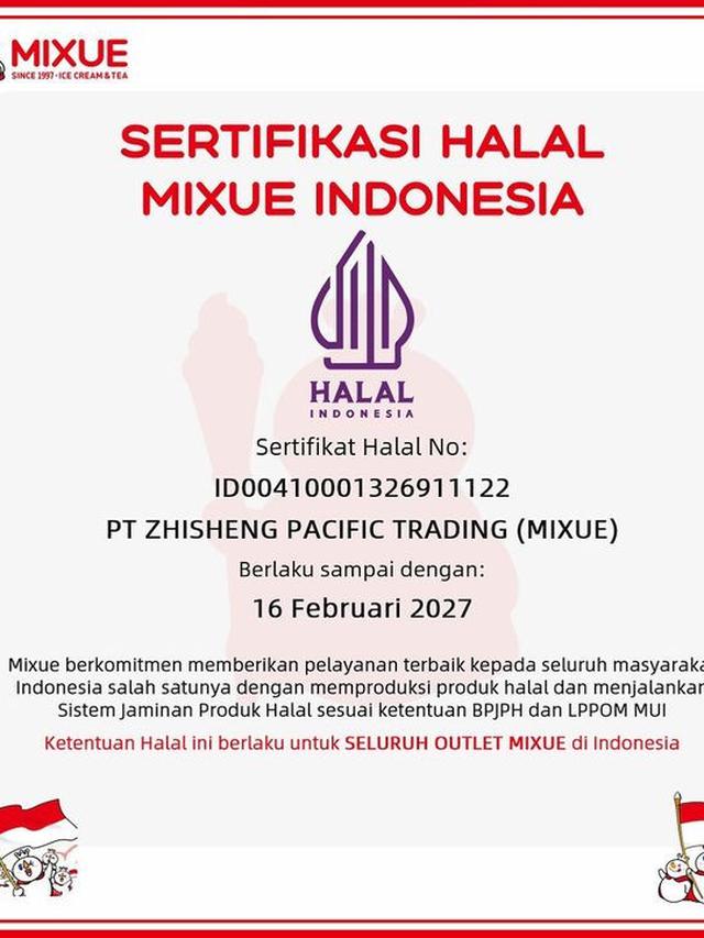 Sertifikat Halal Mixue Hot Sex Picture