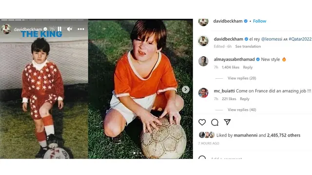 David Beckham mengunggah foto masa kecil Messi. (Instagram/ davidbeckham)