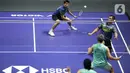 Bertanding di depan pendukung sendiri, Sabar Karyaman Gutama/Moh Reza Pahlevi Isfahani berhasil memastikan satu tempat di final Indonesia Open 2025. (Liputan6.com/Helmi Fithriansyah)