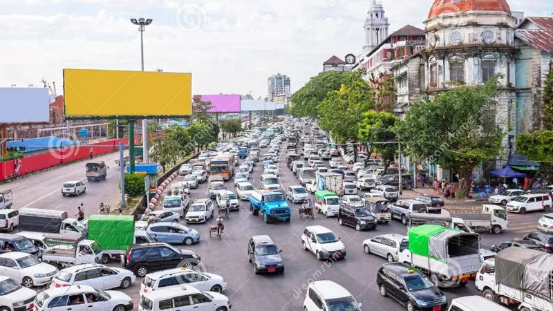 Kemacetan di Yangon, Myanmar