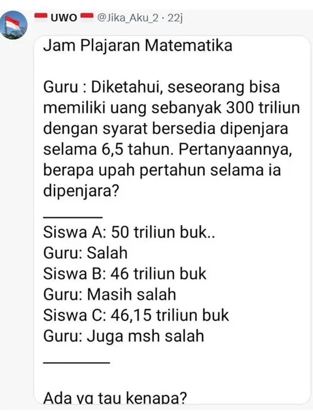 6 Cuitan Netizen "Beri Kami 300 T, Kami Siap Dipenjara 6 Tahun", Bentuk Protes