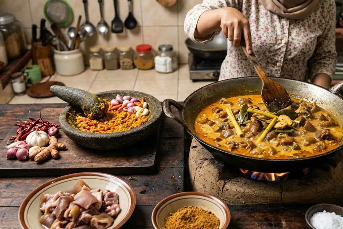Membuat Gulai Tunjang