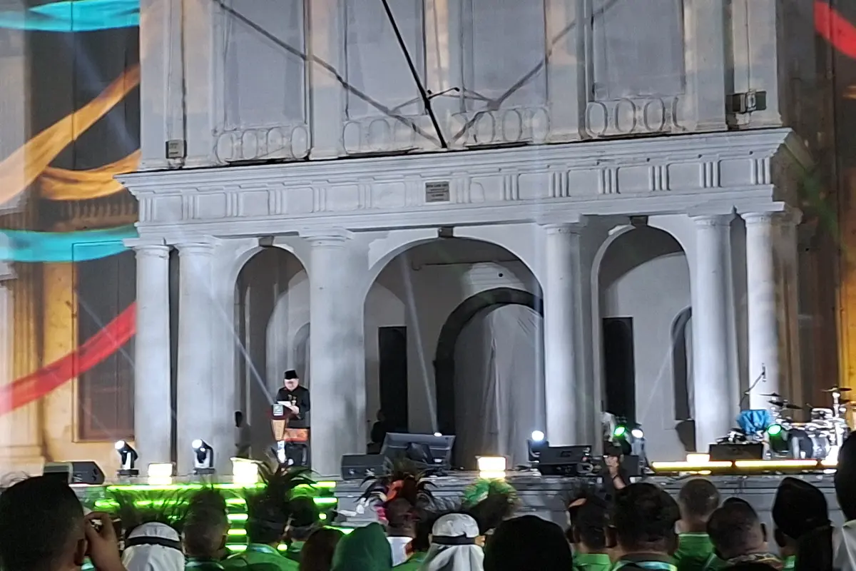 Pramono saat menghadiri Pelantikan Pimpinan Dewan Pengurus Cabang (DPC) PKB se-Indonesia masa bakti 2026-2031 di Taman Fatahillah Kota Tua, Jakarta Barat, Rabu (22/7/2026).