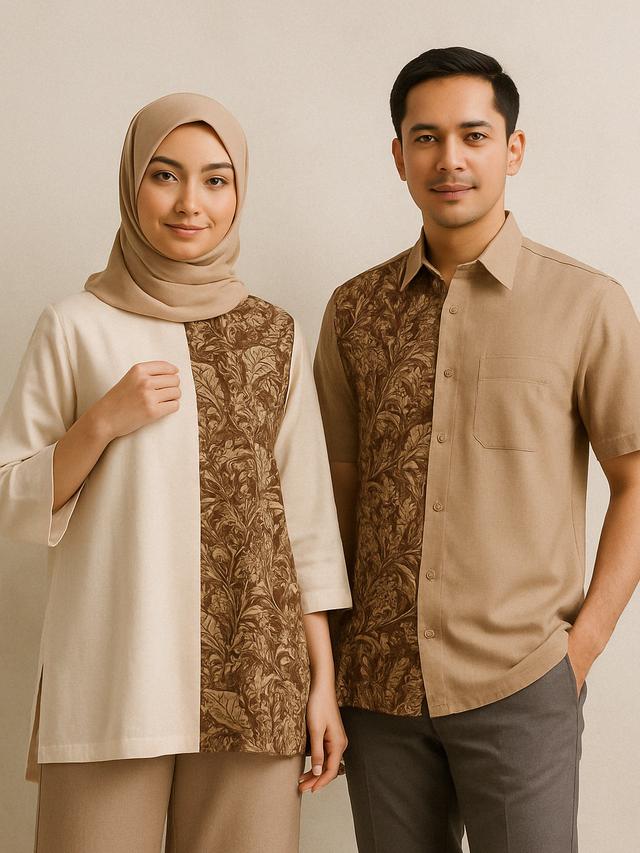 Batik Kombinasi Polos Warna Netral (Foto: Rizka Nur Laily via ChatGPT)