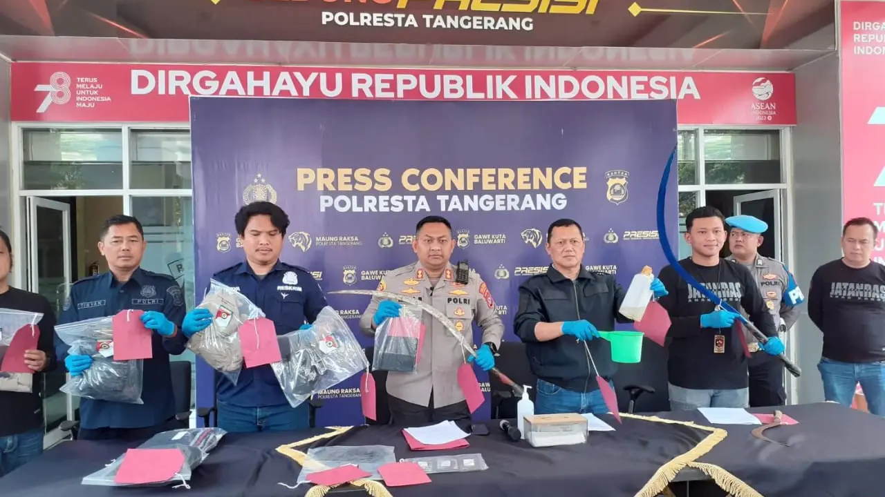 Pengungkapan Kasus Tawuran Warga oleh Polresta Tangerang.