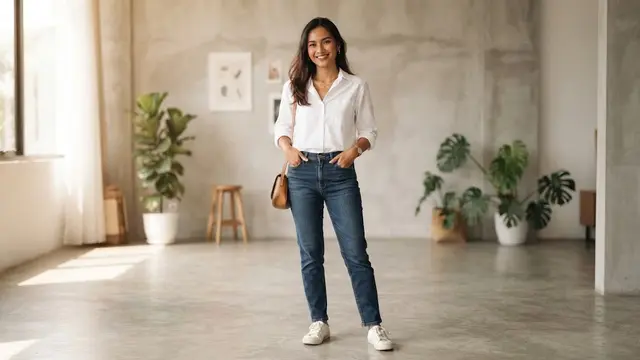 Cara tampil elegan tanpa pakaian mahal dan ini pilihan yang cocok untuk masing-masing zodiak yakni Aries dengan kemeja putih dan celana jeans