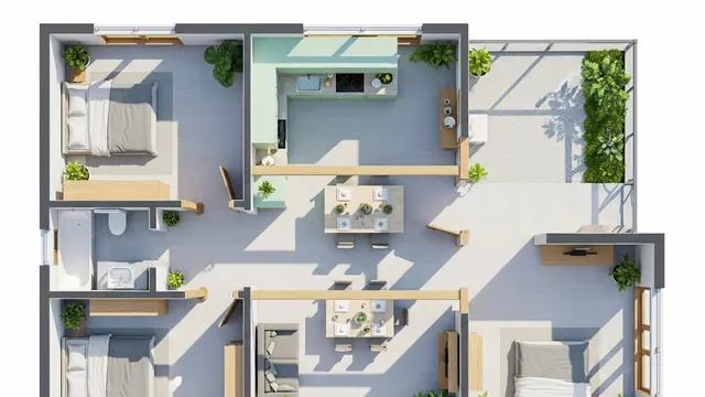Desain Dapur Setengah Terbuka dengan Sentuhan Natural