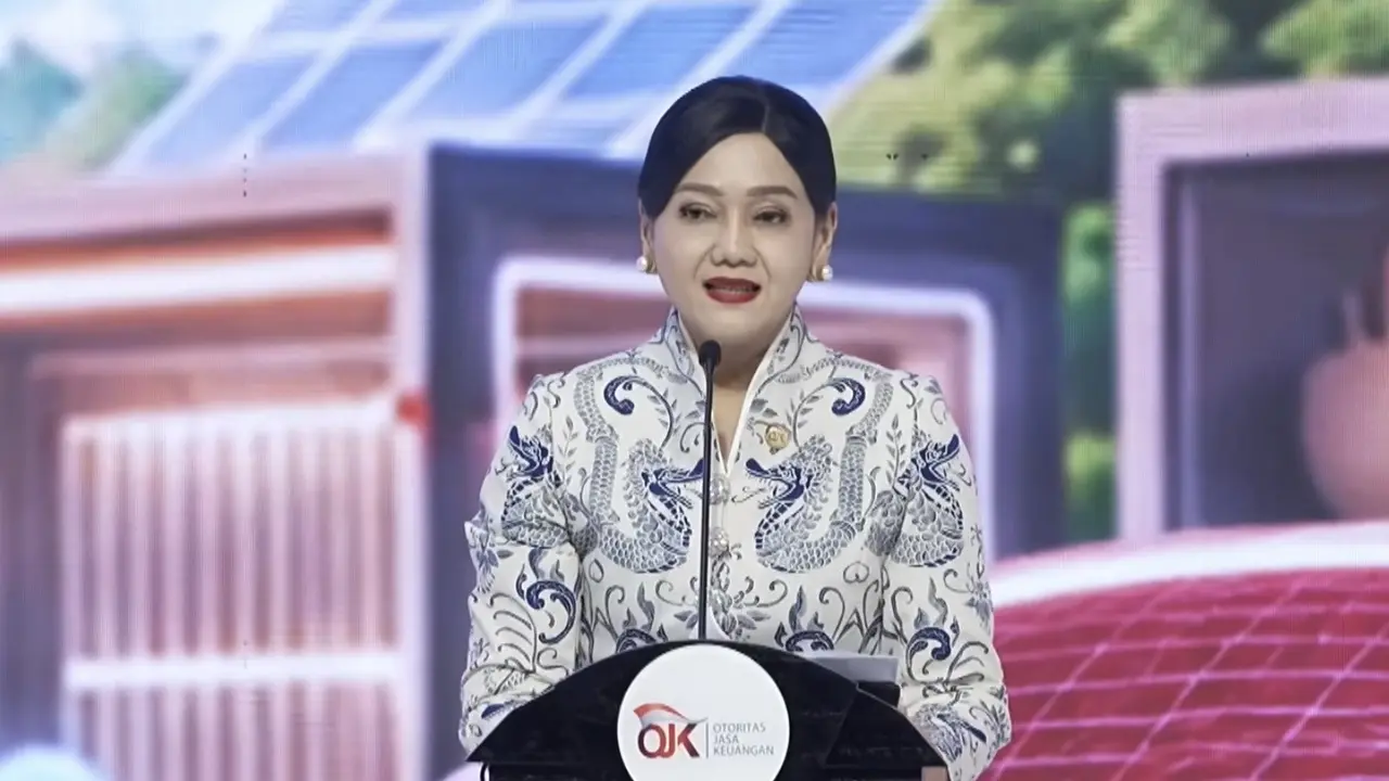 Ketua Dewan Komisioner Otoritas Jasa Keuangan (OJK), Friderica Widyasari Dewi saat Rapat Koordinasi Nasional Tim Percepatan Akses Keuangan Daerah (Rakornas TPAKD) 2026. (Foto: Liputan6.com/Tira Santia)