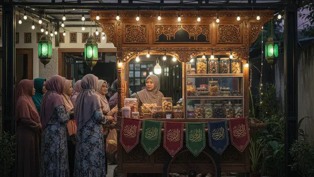 Desain Teras Jualan Takjil Ramadhan. AI