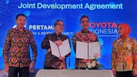 Kolaborasi Pertamina dengan Toyota tertuang dalam Joint Development Agreement tentang pengembangan ekosistem transportasi berbasis hidrogen. (ist)