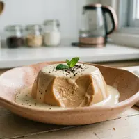 Puding Teh Tarik dengan Saus Susu (AI Generated)