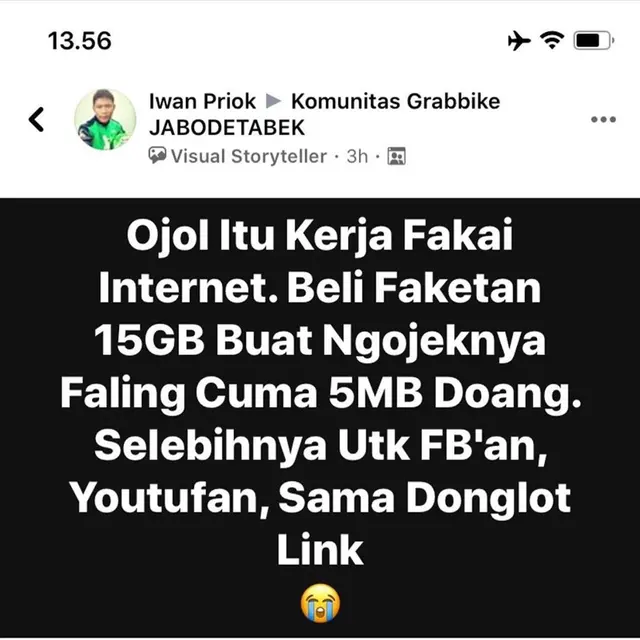 6 Status Facebook Nyeleneh Ojek Online Ini Bikin Ketawa Geli