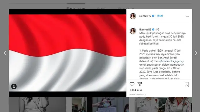 Artis Ike Muti membuat unggahan terkait dirinya yang diajak bekerjasama dengan Pemprov DKI dan menjadi viral.