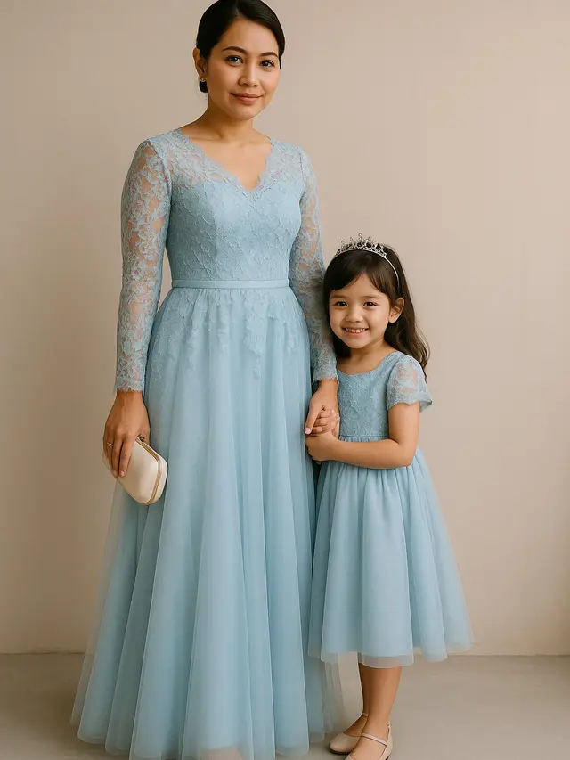 Long Dress Brokat Kembar Ibu dan Anak (Foto: ChatGPT)
