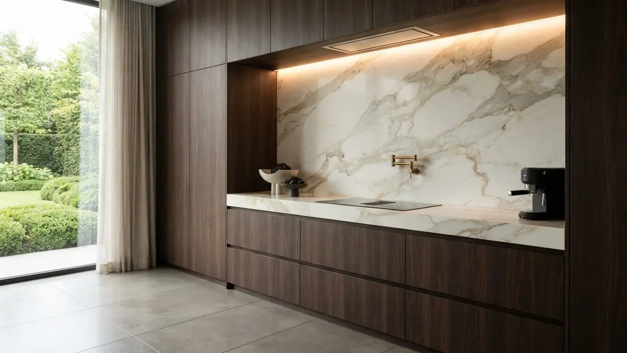 Kombinasi Backsplash dan Kabinet yang Bikin Dapur Minimalis Terlihat Mewah