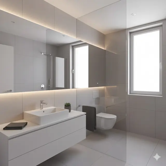 Kamar mandi kecil minimalis modern (Foto: Gemini)