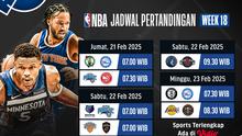Simak jadwal live streaming NBA Season 2024/25 week 18 di Vidio. Jangan lewatkan pertandingan menarik dari NBA Season 2024/25 pekan ini hanya di layanan OTT Vidio. (sum. doc. vidio.com)