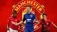 Manchester United - Wilfried Zaha, Jonny Evans, Ander Herrera (Bola.com/Adreanus Titus)