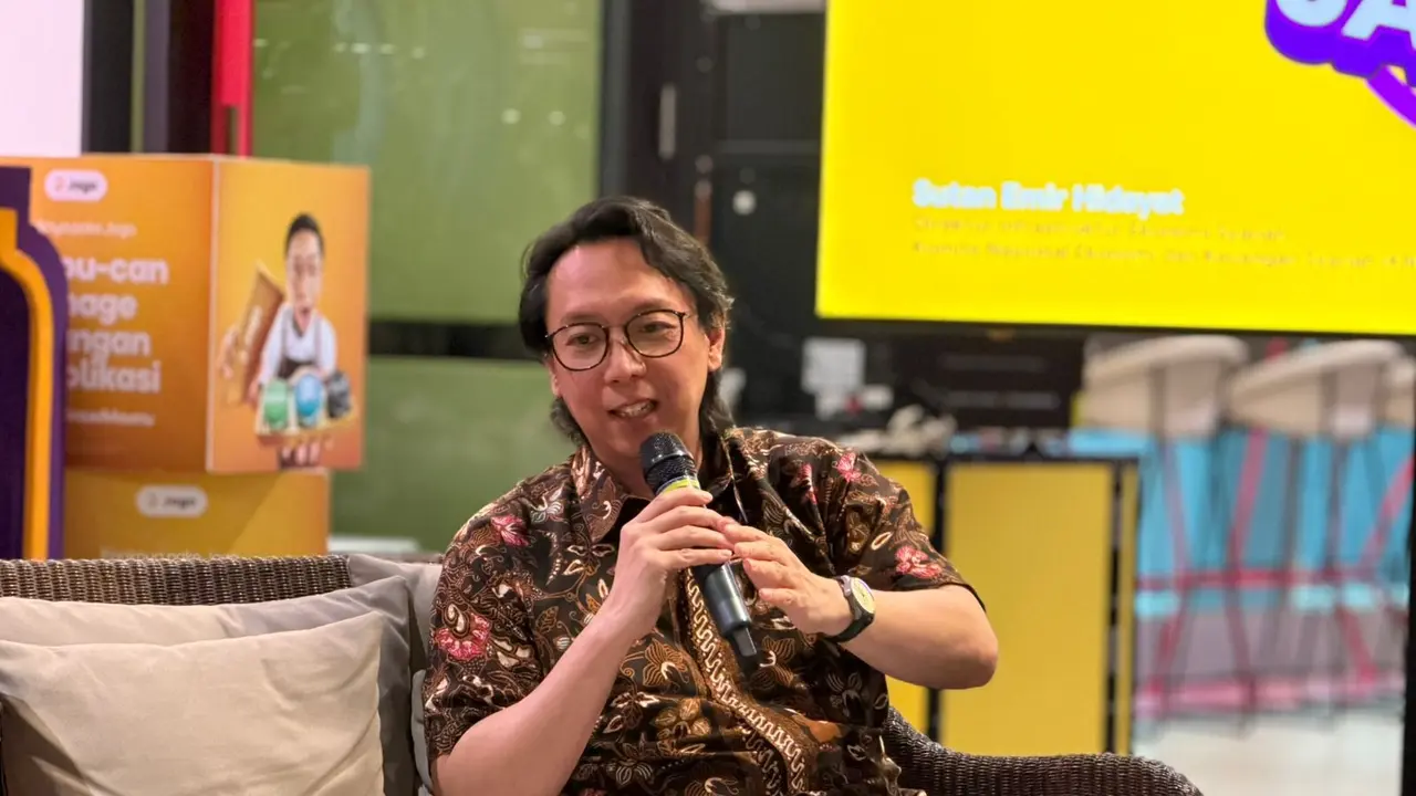 Head of Sharia Business PT Bank Jago Tbk, Waasi Sumintardja dalam Forum Jurnalis Jago, di Kantor Pusat Bank Jago, di Jakarta. (Liputan6.com/Tira)