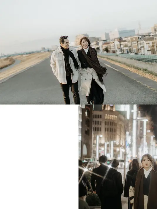 Sementara Jojo mengenakan sweater dan long pants berwarna hitam yang dipadu hoodie jacket warna krem. [Foto: IG/shanju].