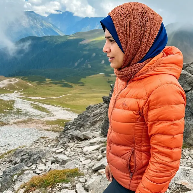 Jaket Puffer & Jilbab Rajut