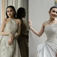 Melihat detail tampilan anggun Mahalini Raharja di resepsi pernikahan (@hiantjen)