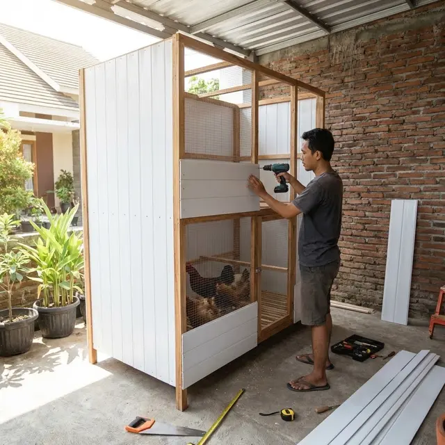 Kandang Dinding Papan Plastik (PVC) (Gemini AI)