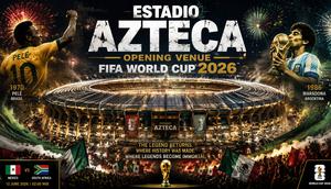 Cover Stadion Azteca menjadi venue laga pembuka Piala Dunia 2026. (Bola.com/AI Generated)