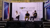 Peserta berpose saat menghadiri acara bertajuk "Young On Top NationalConference (YOTCN) di Balai Kartini, Jakarta, Sabtu (25/8). YOTCN merupakan kegiatan tahunan berskala nasional.  (Liputan6.com/Johan Tallo)