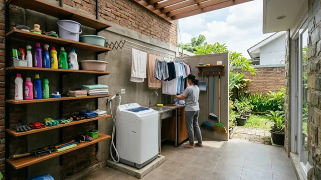 Belakang rumah kecil untuk area multifungsi (Foto: Gemini AI)