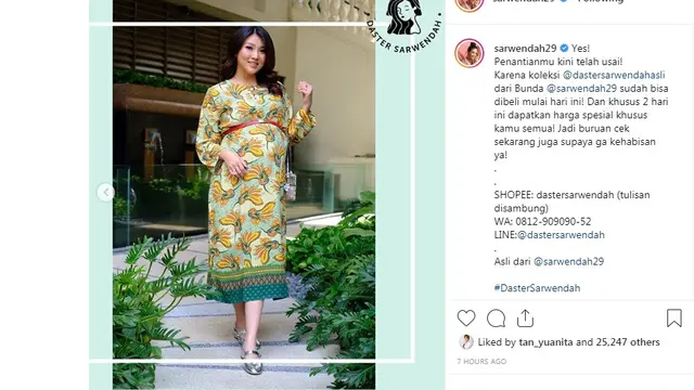 Sarwendah (Foto: Instagram/@sarwendah29)