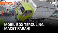 Mobil Box Terbalik di Cengkareng, Lalu Lintas Macet Parah