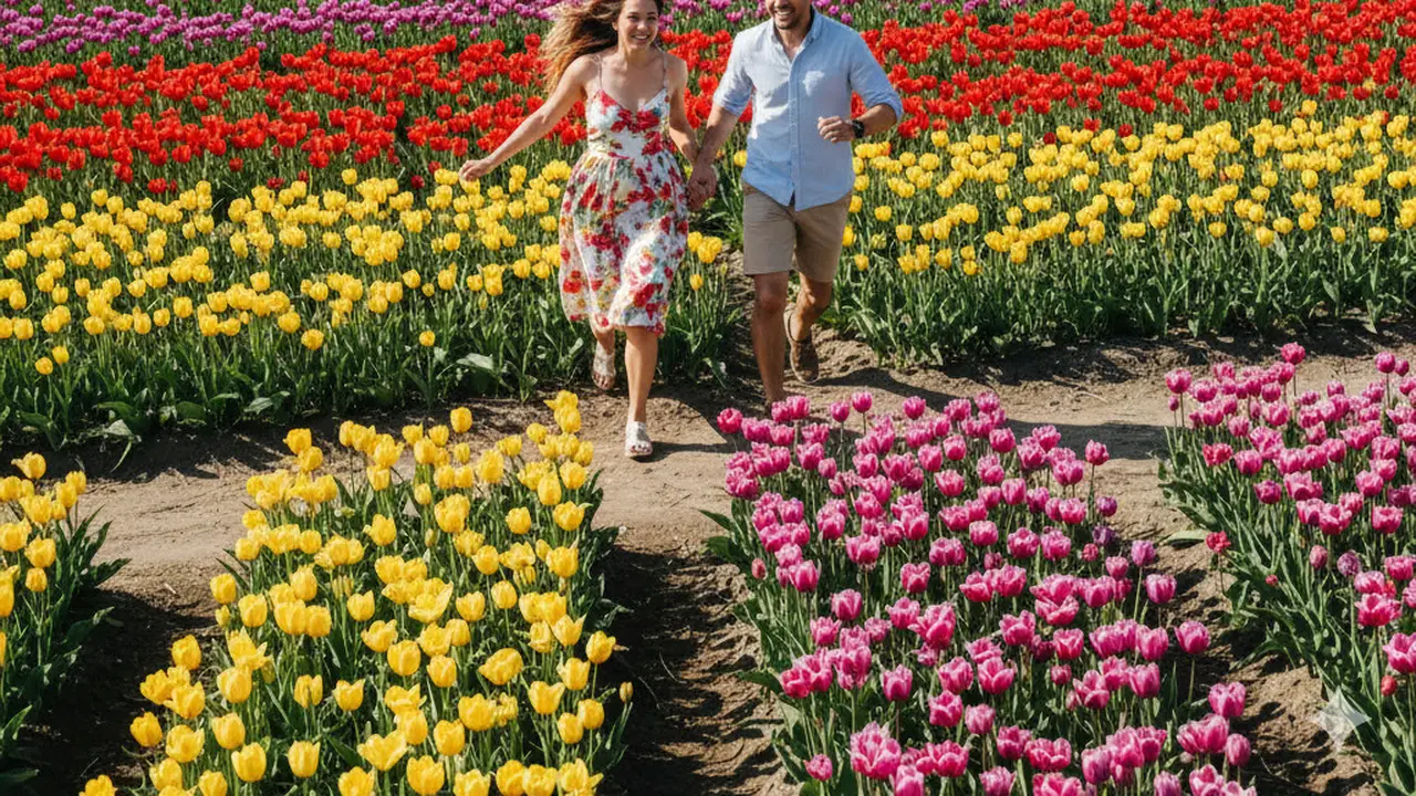 7 Prompt Gemini AI Viral Edit Foto Romantis dengan Background Bunga Tulip, Tampilan yang Menawan dan Estetik