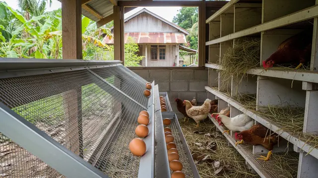 Model Kandang Ayam dengan Sistem Panen Telur Tanpa Masuk