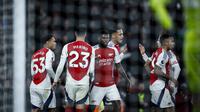Perayaan gol Arsenal saat mencukur Nottingham Forest di Liga Inggris 2024/2025 (AFP)