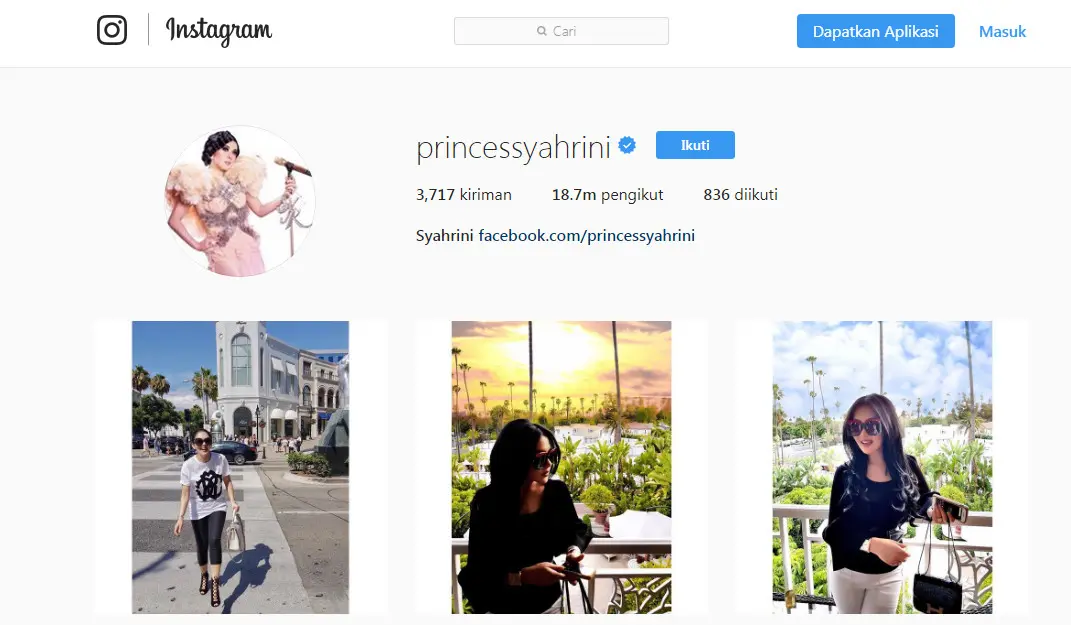 Instagram Syahrini (Sumber: IG @princessyahrini)