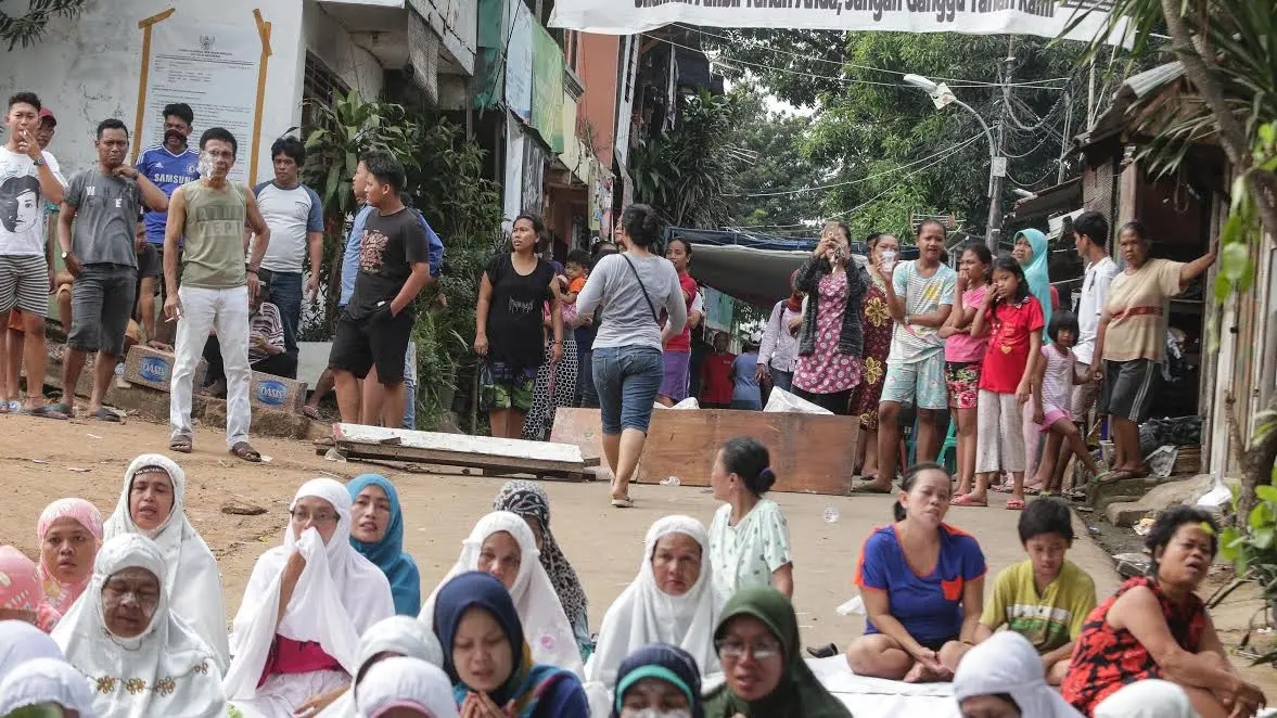 Warga Manggarai, Jakarta menolak penggusuran (Liputan6.com/ Faizal Fanani)