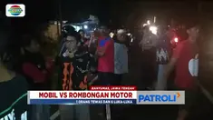 Mobil ini berhenti di kebun warga setelah sebelumnya menabrak rombongan mahasiswa Unsoed Purwokerto.