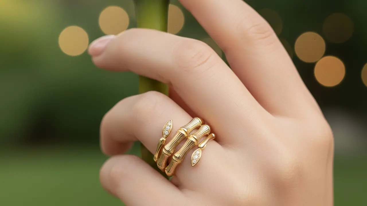 Cincin Emas Model Bambu