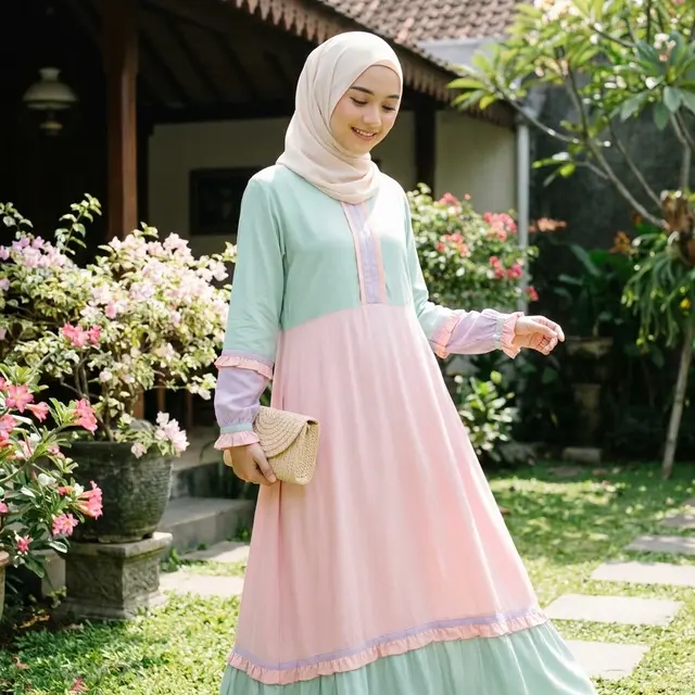 Model Gamis Kombinasi Atas Bawah untuk Lebaran 2026