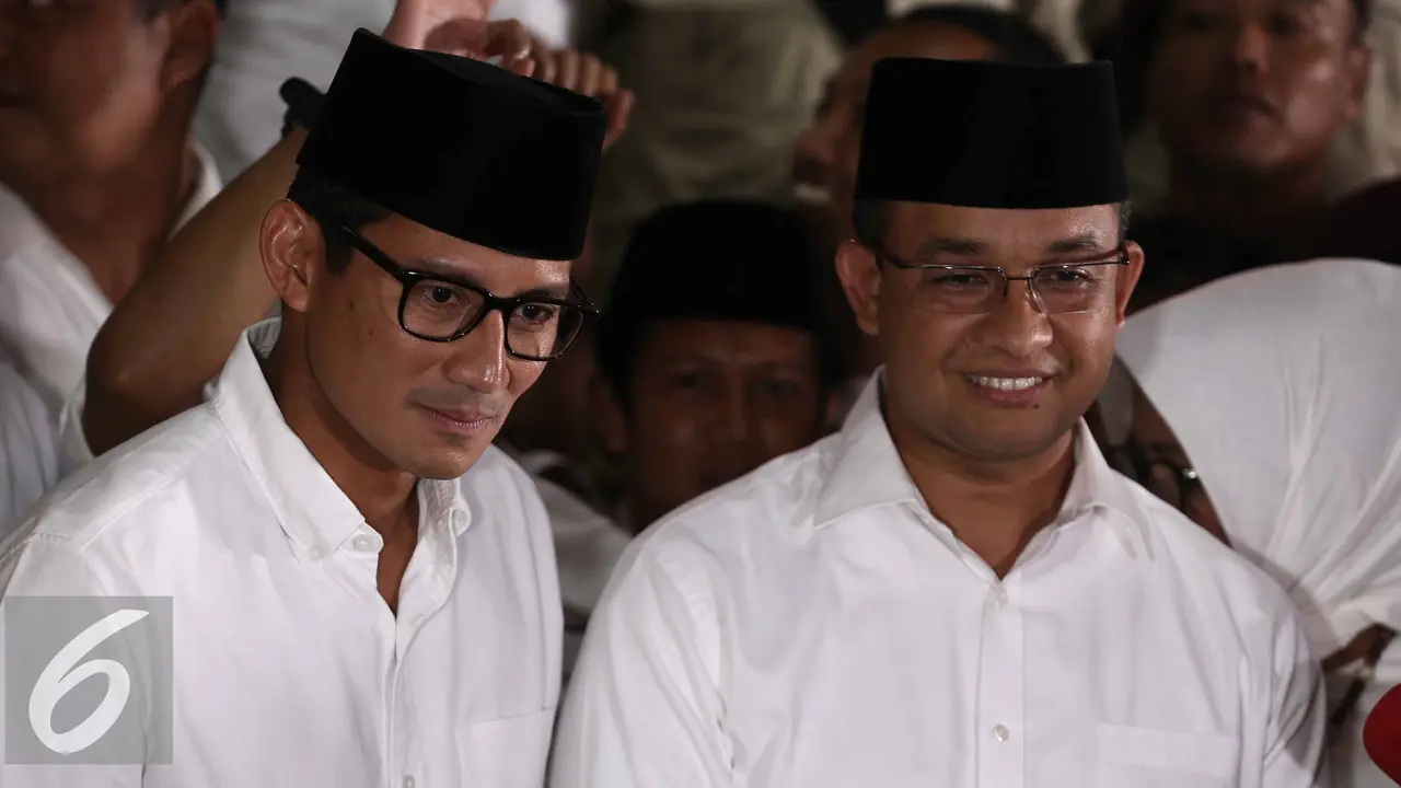Cagub dan cawagub DKI, Anies Baswedan dan Sandiaga Uno (Liputan6.com/Faizal Fanani)