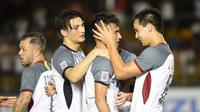 Para pemain Filipina saat merayakan gol ke gawang Singapura pada laga Grup B Piala AFF 2018. (AFF Suzuki Cup)