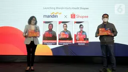Hadir pada acara virtual SEVP Micro & Consumer Finance Josephus K. Triprakoso, Direktur Jaringan dan Retail Banking Bank Mandiri Aquarius Rudianto dan Direktur Eksekutif Shopee Indonesia Handhika Jahja. (Liputan6.com/Pool/PR)