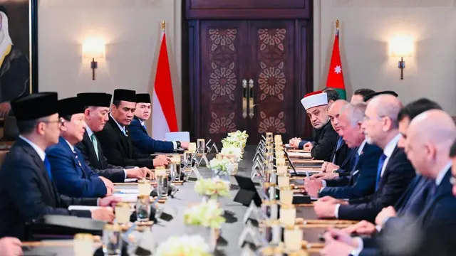 Presiden Prabowo Subianto melakukan pertemuan bilateral dengan Raja Yordania, Abdullah II bin Al-Hussein di Istana Al Husseiniya, Amman, Yordania Senin (14/4/2025).