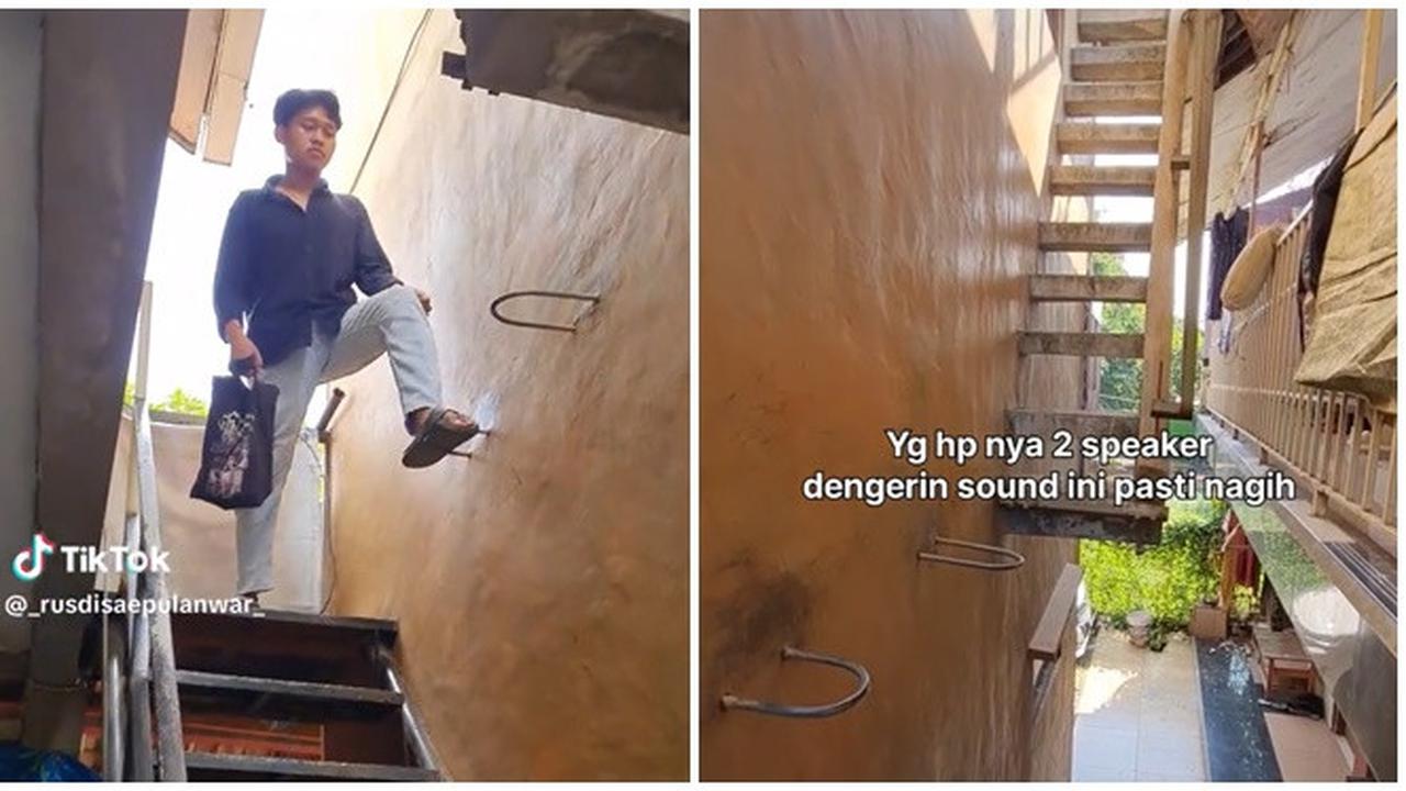 Viral Tangga Kos dengan Desain Nyeleneh Ini Bikin Deg-degan, Bak Ninja Warrior
