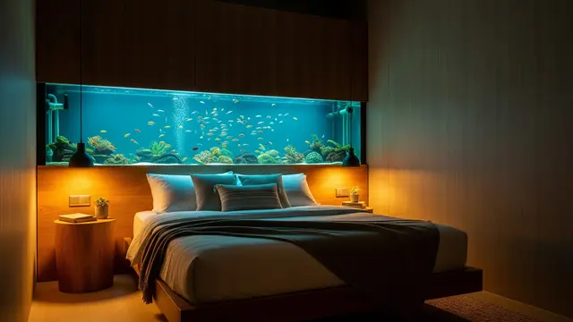 Akuarium Dinding di Kamar Tidur (The Relaxing Headboard)