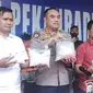 Konferensi pers pengungkapan narkoba jaringan Lapas di Polresta Pekanbaru. (Liputan6.com/M Syukur)